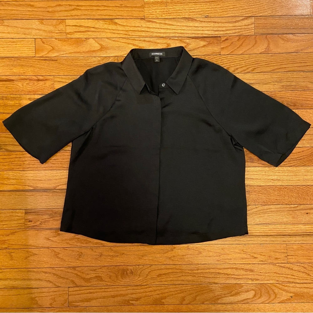 Express Cropped Button-Up Shirt - image 8